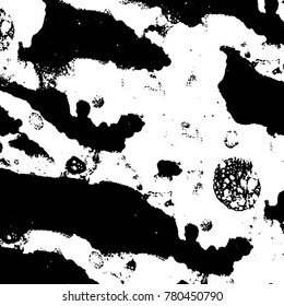 Black and white grunge background. Abstract vector texture of the ink spots. Vintage elements for printing on business cards, posters and design your own