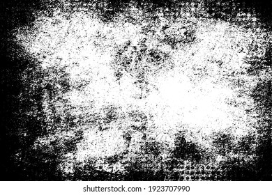 Black and white grunge background. Monochrome texture of wear, ruin, horror, dirt. The ink-stained surface is old