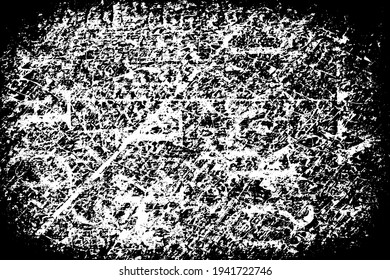 Black and white grunge background. Monochrome texture of wear, ruin, horror, dirt. The ink-stained surface is old