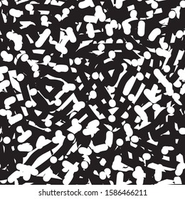 Black and white grunge background seamless. Abstract repeating monochrome texture. Vector chaotic pattern
