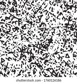Black and white grunge background seamless. Abstract repeating monochrome texture. Vector chaotic pattern