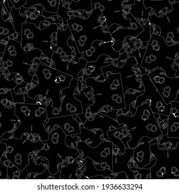 Black and white grunge background seamless pattern