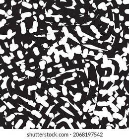 Black and white grunge background seamless. Abstract repeating monochrome texture. Vector chaotic pattern