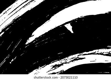 Black and white grunge background. Smears of black paint on white. The abstract backdrop is monochrome. Psychedelic Image