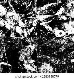 Black and white grunge background. The texture is monochrome of the old surface. Pattern of scratches and scuffs