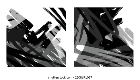 black and white. grunge background texture. abstract brush. paint stroke. decoration art graphic design. shape element illustration.