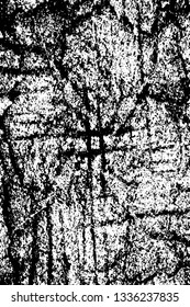 Black and white grunge background. Vector abstract dirty pattern. Monochrome vintage surface in cracks, spots. Abstract overlay in horror style