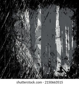 Black and white grunge background. Vector scratched texture