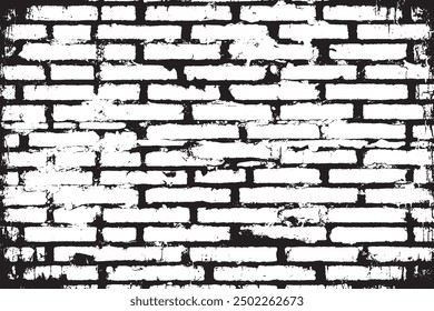 Black and White Grunge Brick Wall Background Vector Illustration