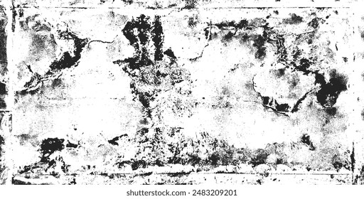 Black and white grunge. Distress overlay texture. Abstract surface dust and rough dirty wall background concept. Worn, torn, weathered effect. Vector illustration, EPS 10.