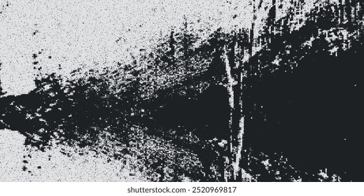 Grunge preto e branco. Textura de sobreposição de angústia. Abstrato pó de superfície e conceito de fundo de parede suja áspera. Efeito desgastado, rasgado, intemperizado