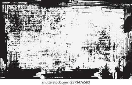 Black and white grunge. Distress overlay texture. Abstract surface dust and rough dirty wall background concept. Worn, torn, weathered effect. Vector illustration, EPS 10.