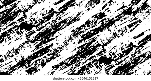 Grunge preto e branco. Textura de sobreposição de angústia. Abstrato pó de superfície e conceito de fundo de parede suja áspera. Efeito desgastado, rasgado e resistido. Ilustração vetorial, moderna