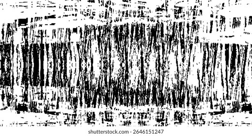 Grunge preto e branco. Textura de sobreposição de angústia. Abstrato pó de superfície e conceito de fundo de parede suja áspera. Efeito desgastado, rasgado e resistido. Ilustração vetorial, EPS 10.