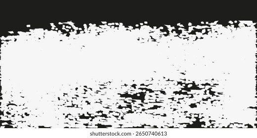 Grunge preto e branco. Textura de sobreposição de angústia. Abstrato pó de superfície e conceito de fundo de parede suja áspera. Efeito desgastado, rasgado e resistido. Ilustração vetorial, EPS 10.