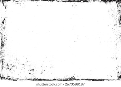 Schwarz-weißes Grunge Texturrahmen-Overlay mit Distression für Designelemente und Hintergründe