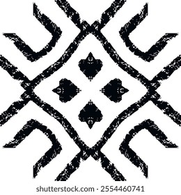 Black and white grunge doodle lines floral abstract vector seamless pattern. Monocrhome modern background with grungy rough ornaments. Endless texture.