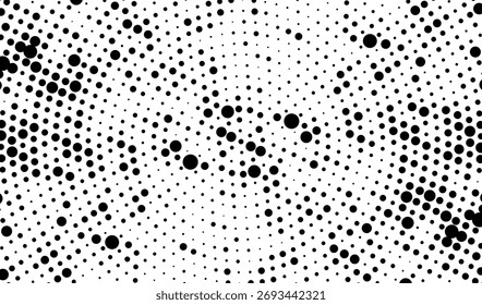 schwarz-weißer farbiger Punkthintergrund, farbiger Hintergrund mit Tintenspritzer, Rasterpunkte, Vintage-farbiger, gepunkteter abstrakter Hintergrund, Distressed Halftone Dot Texture Overlay