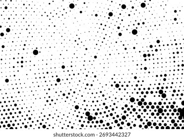 fondo de puntos grunge en blanco y negro, fondo grunge con salpicaduras de tinta de puntos de semitono, fondo abstracto de puntos grunge de Antiguas, superposición de textura de punto de semitono afligido