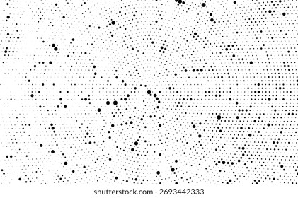 fondo de puntos grunge en blanco y negro, fondo grunge con salpicaduras de tinta de puntos de semitono, fondo abstracto de puntos grunge de Antiguas, superposición de textura de punto de semitono afligido