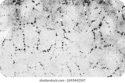 fondo de puntos grunge en blanco y negro, fondo grunge con salpicaduras de tinta de puntos de semitono, fondo abstracto de puntos grunge de Antiguas, superposición de textura de punto de semitono afligido