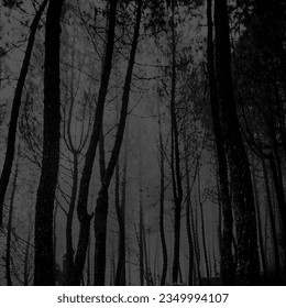 black white grunge forest vector background