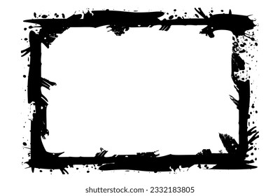 Black and white grunge frame. Textured rectangles for the image