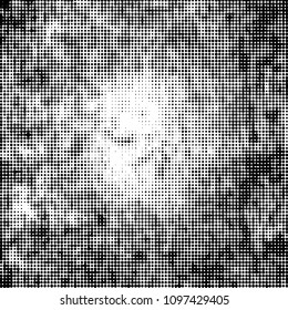 Black and white grunge halftone texture dark background vector