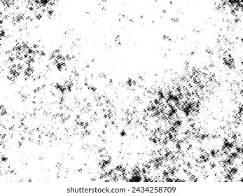 Vector de semitonos Grunge en blanco y negro. Textura superpuesta de socorro. Abstracto polvo de superficie y concepto de fondo áspero. Ilustración de socorro colocar sobre el objeto para crear efecto grunge. Vector EPS10.