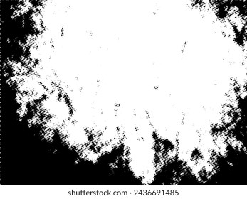 Vector de semitonos Grunge en blanco y negro. Textura superpuesta de socorro. Abstracto polvo de superficie y concepto de fondo áspero. Ilustración de socorro colocar sobre el objeto para crear efecto grunge. Vector EPS10.