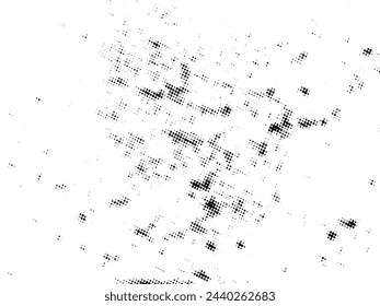 Schwarz-weiß Grunge Halbtonvektor. Textur der Notüberlagerung. Abstrakter Oberflächenstaub und raues Hintergrundkonzept. Platzieren Sie die Darstellung der Notlage über dem Objekt, um einen Grunge-Effekt zu erzeugen. Vektor EPS10.
