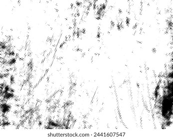 Vector de semitonos Grunge en blanco y negro. Textura superpuesta de socorro. Abstracto polvo de superficie y concepto de fondo áspero. Ilustración de socorro colocar sobre el objeto para crear efecto grunge. Vector EPS10.
