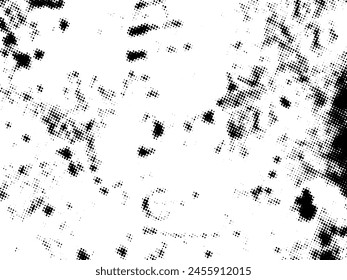 Black and white Grunge halftone vector. Distress overlay texture. Abstract surface dust and rough background concept. Distress illustration place over object to create grunge effect. Vector EPS10.