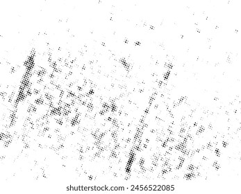 Schwarz-Weiß Grunge Halbton Vektorgrafik. Textur der Notüberlagerung. Abstrakter Oberflächenstaub und raues Hintergrundkonzept. Platzieren Sie die Darstellung der Notlage über dem Objekt, um einen Grunge-Effekt zu erzeugen. Vektorgrafik EPS10.