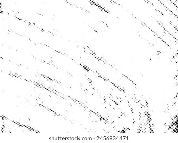 Schwarz-Weiß Grunge Halbton Vektorgrafik. Textur der Notüberlagerung. Abstrakter Oberflächenstaub und raues Hintergrundkonzept. Platzieren Sie die Darstellung der Notlage über dem Objekt, um einen Grunge-Effekt zu erzeugen. Vektorgrafik EPS10.