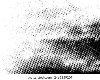 Black and white Grunge halftone vector. Distress overlay texture. Abstract surface dust and rough background concept. Distress illustration place over object to create grunge effect. Vector EPS10.