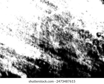 Black and white Grunge halftone vector. Distress overlay texture. Abstract surface dust and rough background concept. Distress illustration place over object to create grunge effect. Vector EPS10.