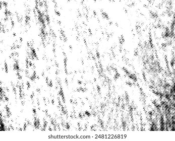 Schwarz-Weiß Grunge Halbton Vektorgrafik. Textur der Notüberlagerung. Abstrakter Oberflächenstaub und raues Hintergrundkonzept. Platzieren Sie die Darstellung der Notlage über dem Objekt, um einen Grunge-Effekt zu erzeugen. Vektorgrafik EPS10.
