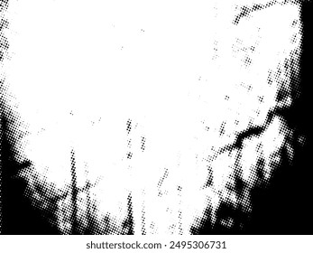 Black and white Grunge halftone vector. Distress overlay texture. Abstract surface dust and rough background concept. Distress illustration place over object to create grunge effect. Vector EPS10.