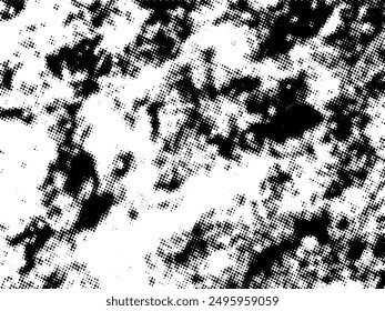 Black and white Grunge halftone vector. Distress overlay texture. Abstract surface dust and rough background concept. Distress illustration place over object to create grunge effect. Vector EPS10.