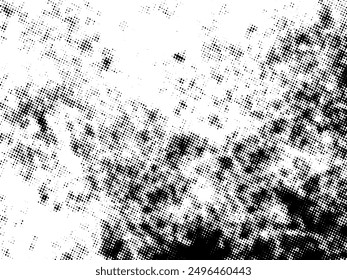 Black and white Grunge halftone vector. Distress overlay texture. Abstract surface dust and rough background concept. Distress illustration place over object to create grunge effect. Vector EPS10.
