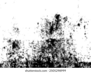 Black and white Grunge halftone vector. Distress overlay texture. Abstract surface dust and rough background concept. Distress illustration place over object to create grunge effect. Vector EPS10.
