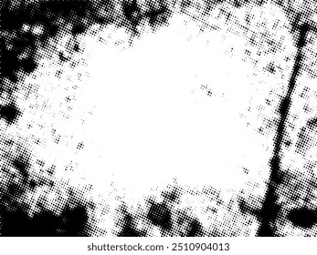 Black and white Grunge halftone vector. Distress overlay texture. Abstract surface dust and rough background concept. Distress illustration place over object to create grunge effect. Vector EPS10.