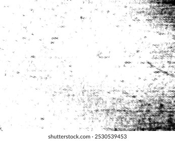 Vector semitono Grunge blanco y negro. Textura de superposición de tensión. Polvo superficial Abstractas y concepto áspero del fondo. Coloque la ilustración de angustia sobre el objeto para crear un efecto grunge. Vector EPS10.
