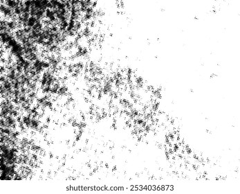 Image vectorielle grunge demi-teinte en noir et blanc. Texture de recouvrement de détresse. poussière de surface d'Abstrait et concept d'arrière-plan brut. Illustration de détresse placer sur l'objet pour créer un effet grunge. Image vectorielle EPS10.