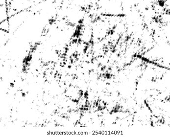 Vetor de meio-tom Grunge preto e branco. Textura de sobreposição de angústia. Abstrato pó de superfície e conceito de fundo áspero. A ilustração de angústia coloca sobre o objeto para criar o efeito grunge. Vetor EPS10.
