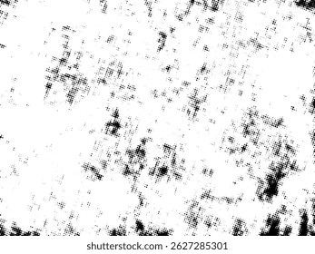 Vetor de meio-tom Grunge preto e branco. Textura de sobreposição de angústia. Abstrato pó de superfície e conceito de fundo áspero. A ilustração de angústia coloca sobre o objeto para criar o efeito grunge. Vetor EPS10.
