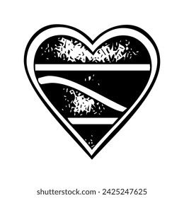Black And White Grunge Heart Icon
