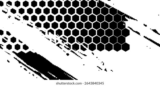 Modelo blanco y negro del hexágono del grunge con la distorsión para el fondo