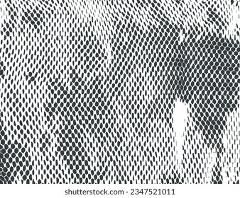 Black and white grunge mesh hexagon pattern. Cells in the honeycomb. Holes mosaic organic structure. Vector